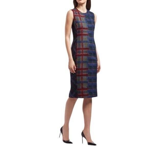 Carlisle New York Women's Size 2 Multicolor Plaid Tweed Wool Blend Sheath Dress - Picture 1 of 11